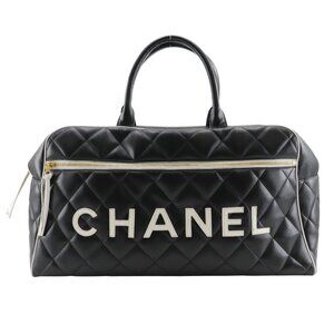 CHANEL Matelasse logo Boston bag A05943 vintage black Calfskin Women
